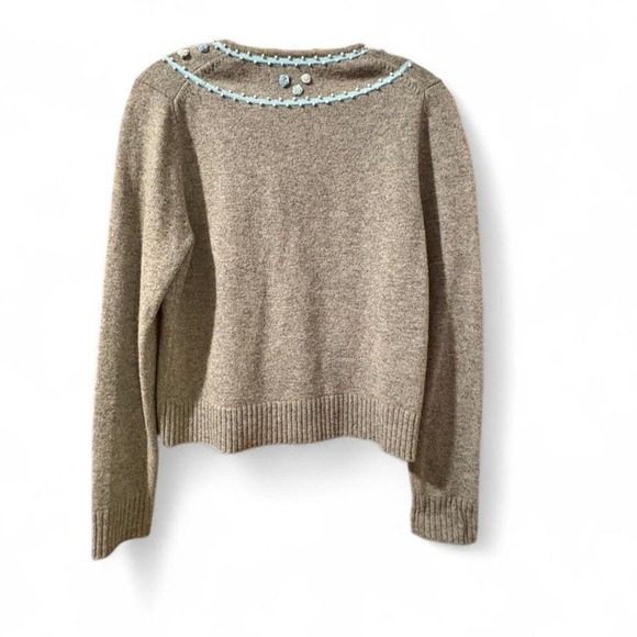 Paraphrase Gray Cardigan Sweater Lambs Wool Embellished Size Medium - Picture 2 of 3